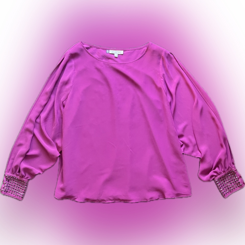 Jennifer Lopez Vibrant Pink Blouse with Embellished Cuffs